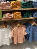 Japanese Uniqlo Original Boys/Girls Cotton Blended Round Neck Short Sleeve Pocket T-Shirt Solid Color Top 454492