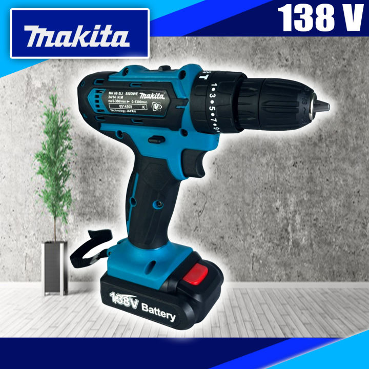 makita-สว่านไร้สาย-สว่านกระแทก-แบต-2-ก้อน-สว่านแบตเตอรี่-สว่านไร้สาย-138v-3ระบบ-งานเทียบ-รับประกันสินค้า-3-เดือน