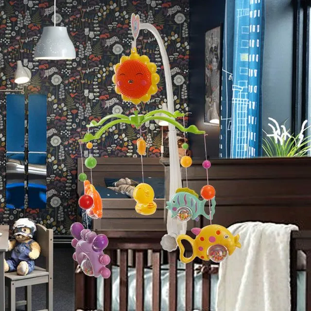 Baby Crib Mobile Bed Bell Holder Toy Arm Bracket Windup + Music Box