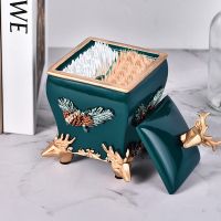 Cotton Swab Box Toothpick Box All-in-one European Creative Home Decoration Resin Storage Box Household Goods New Cute Box