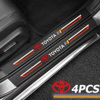 4pcs ประตูรถยนต์เหยียบคาร์บอนไฟเบอร์ป้องกันสติกเกอร์สำหรับโตโยต้า rav4 vios levin camry terios corolla wildlander