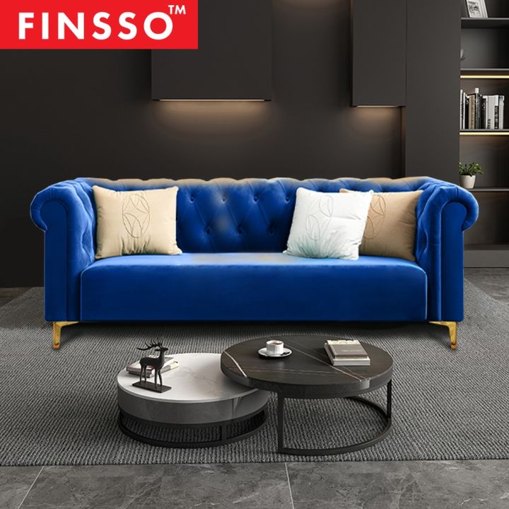 Finsso: Henzy Chesterfield Luxury Velvet Sofa 1 Seater/2 Seater/3 Seater |  Lazada