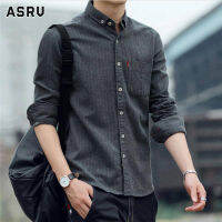 ASRV เสื้อเชิ้ตแขนยาวผู้ชาย Slim Fit Stripe Business Casual Shirt