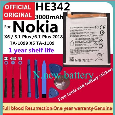 แบตเตอรี่ Nokia X6 / 5.1 Plus / 6.1 Plus 2018 TA-1099 X5 TA-1109 + ชุดเครื่องมือ HE342 3000MAh..