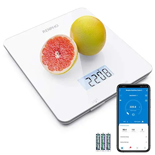 RENPHO Digital Food Scale, Kitchen Scale Weight Grams and oz for Baking,  Cooking and Coffee with Nutritional Calculator for Keto, Macro, Calorie and