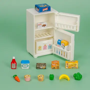  Mini Dollhouse Fridge Miniature Dollhouse Refrigerator Mini  Fridge Toy with Food Mini Toy Refrigerator with Ice Cubes Kids Play Kitchen  Furniture Toy Set : Toys & Games