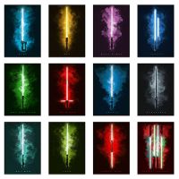 ❖❁ ภาพยนตร์ Star Wars โปสเตอร์ตกแต่งบ้าน Lightsaber Canvas Art พิมพ์ภาพ Wall Art ภาพวาดสำหรับเกมตกแต่งห้อง Cuadros