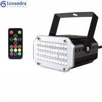 LEZandra ไฟพร้อมรีโมทไฟ48LED 7สี,ไฟเวทีไฟกระพริบสว่างมากเปิดใช้งานด้วยเสียงสำหรับดีเจปาร์ตี้ดิสโก้คลับโชว์