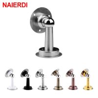 NAIERDI Stainless Steel Door Stopper Bathroom Magnetic Door Stop Heavy Duty Floor Wall Mount Wind-Proof Door Holder Hardware Decorative Door Stops