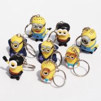 ✆☒✶ 2Pcs/Set Despicable Me Minions Dave Tim Phil Jerry Jorge Kevin Jon Bob Keychain Q Version PVC Action Figure Dolls Vinyl Classic Toys for Kids Birthday Gifts