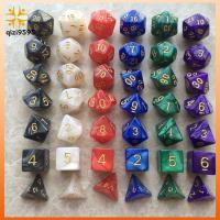 QIZI9595 7Pcs/set 7-Die ลูกเต๋า DND เกมตาราง D4 D6 D8 D10 D12 D20 ลูกเต๋าเกม หลายเหลี่ยมเพชรพลอย อะคริลิค ลูกเต๋าหลายด้าน TRPG DND