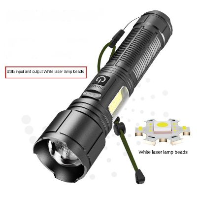 Zoom White Laser Ultra-Bright  USB Input And Output Outdoor COB Power Display High-Power Flashlight Rechargeable Flashlights