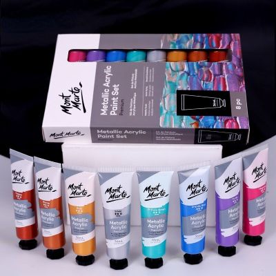 8-color 18ml Acrylic Paint Set Fluorescent Metal High-shaping Student Creative Diy Painting Wall Painting Design Art Supplies