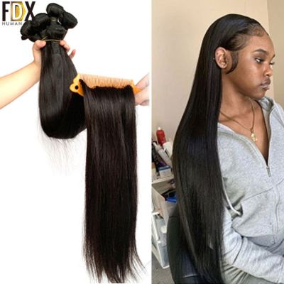 FDX 30 32 34 36 38 40 นิ้ว Silky Straight Brazilian Hair Weave Bundles 100 Remy Human Hair Bundles 1/3/4 ชิ้น Natural Color