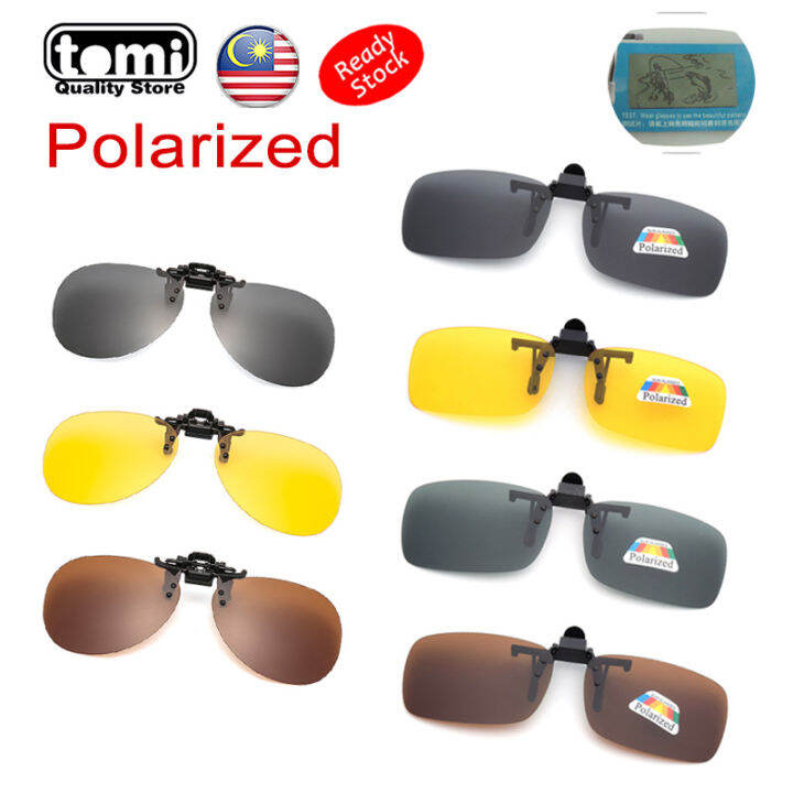 Sunglasses Clip On Polarized Night Vision Clipon Black Yellow G15 color Lens Driving Clipon