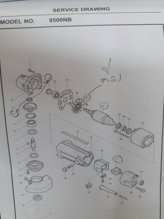 makita-service-part-for-model-9500nb-อาหลั่ย-gear-housing-9500nb-makita-หัวพร้อมตัวกดล้อก-สินค้า-แท้-จากตัวแทนจำหน่ายอย่างเป็นทางการ