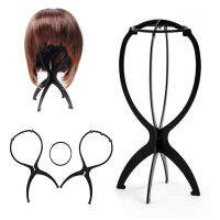 Black Plastic Dummy Head Hat Cap Hair Holder Foldable Wig Stand Display Tool