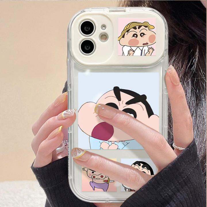 สำหรับ-iphone-เคสซิลิโคนลายการ์ตูนชินจัง-เคสโทรศัพท์กระจกแต่งหน้า-for-iphone-14-13-12-pro-max-7-8-plus-tpu-ป้องกันรอยขีดข่วน