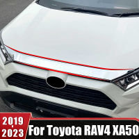 สแตนเลสกระจังหน้าย่างฮู้ดเครื่องยนต์ปกตัดสติกเกอร์สำหรับโตโยต้า RAV4 XA50 2019 2020 2021 2022 2023รถอุปกรณ์เสริม