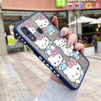 Jlingji เคสปลอกสำหรับ Samsung กาแลคซี M20 A20 A30ลายการ์ตูนแฮปปี้ฮัลโหลคิตตี้ดีไซน์ใหม่ขอบสี่เหลี่ยมด้านข้างบางมีน้ำค้างแข็งโปร่งใสกันกระแทกเคสมือถือแข็งปลอกซิลิโคนคลุมทั้งหมดเคสป้องกันกล้อง Softcase