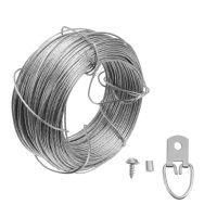 【cw】 1Set Wire Rope and Photo Frame Hanging Hooks Kit Picture Hangers Picture Hanging Wire Set(20m Wire Rope 20 Sets of Rings) ！