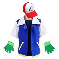 【YP】 Men Anime Trainer Costume Boys Ash Ketchum Adult for Disfraz Jacket Cap and Gloves Sets