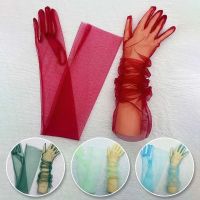 ☃☋ 1 Pair Summer Thin Long Gauze Polyester Womens Gloves Bridal Dress Gloves Sunscreen Gloves Elegant Fashion Dress Gloves