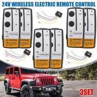 3Set 24V 100FT Universal Car Wireless Winch Crane Remote Control Controller with Twin Handset Remote Range