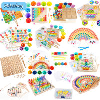 เด็ก Montessori Rainbow Board ของเล่นไม้ของเล่นเพื่อการศึกษา Color Sorting Sensory Nordic ไม้ของเล่นคลิปลูกปัดเกมสำหรับของขวัญเด็ก