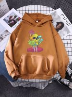 Skeleton Gentleman Grows Colorful Mushrooms Women Hooded Casual Warm Streetwear Creativity Pullovers Street Hooded Streetwear Size Xxs-4Xl