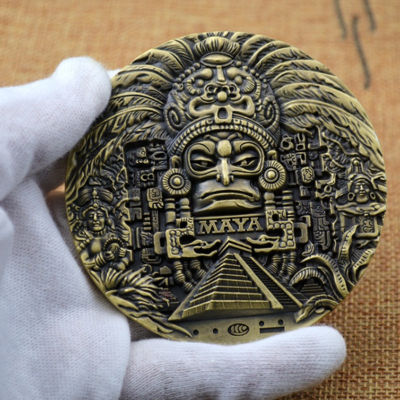 Mayan AZTEC ปฏิทินของที่ระลึกทำนายเหรียญที่ระลึกคอลเลกชันงานศิลปะของขวัญคอลเลกชันเหรียญที่ระลึกที่น่าสนใจ-kdddd