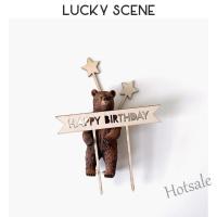 【Ready Stock】 ♘ E05 Japanese Style Wood Happy Birthday Rustic Laser Cut Cake Topper Birthday Number Decoration S00992