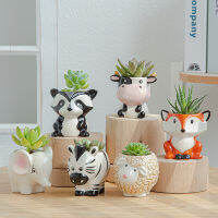 Ceramic Animal Flower Pot Cute Cartoon Ze Cow Sheep Mini Vases Succulent Plant Flowerpots Home Decoration Decor Loft