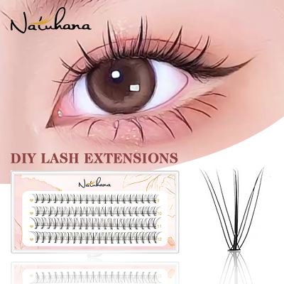 NATUHANA Premade Volume Fans ขนตานุ่มธรรมชาติ Mink Lash Extensions Cluster 0.07มม. Cd Curl Lndividual ขนตาแต่งหน้า