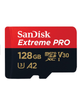 SanDisk Extreme Pro microSDXC, SQXCD 128GB, V30, U3, C10, A2, UHS-I, 200MB/s R, 90MB/s W, 4x6, SD adaptor, Lifetime Limited ME6-000957