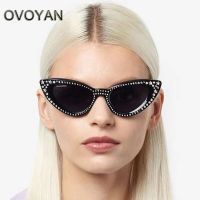 OVOYAN 2023 Cateye Diamond Sunglasses Women Star Eyeglasses Women/Men Luxury Brand Glasses Women UV400 Lentes De Sol Mujer