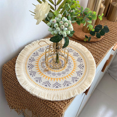 Bohemia Placemat Tassels Table Mats 13inch (33cm) Weave Cotton Heat Hot Pad Home Decoration Accessories