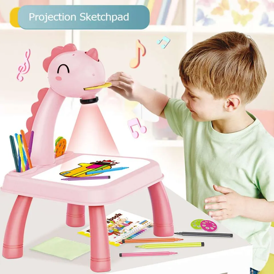 Children Led Projector Art Drawing Table Toys Kids Painting Board