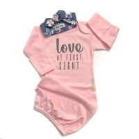 Newborn Infant Baby Girl Cloth Solid Long Sleeve Letter Print Sleeping Gown Swaddle Floral Long Nightgown Coming Home Outfits  by Hs2023