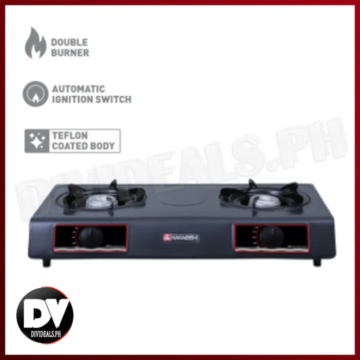 Hanabishi Double Burner Gas Stove HS1 Teflon Coated body Lazada PH