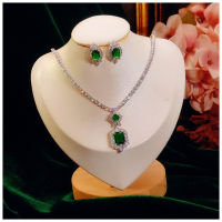 Jewelry Sets For Women S925 Sterling Silver Emerald Gemstone Earrings Sparkling Necklace Classic Fine Jewellery Drop Shipping