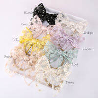 16pcs / lot Handtied Mesh Bow Headband ลูกไม้โบว์วงผมสําหรับทารกนุ่มไนล่อนที่คาดผมทารกอุปกรณ์เสริมผม