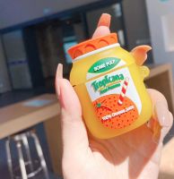 ♞❖ Orange juice For AirPods 1 2 Pro cute Cartoon earphone case charge box soft silicone Wireless bluetooth earphone protect cover