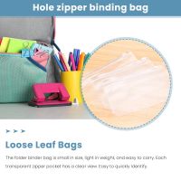 34 PCS Binder Pockets A6 Size 6 Holes Zipper Binder Pouch Folders Clear Waterproof PVC Loose Leaf Bags for 6 Ring Binder