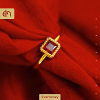 Everhoney Princess-Cut Zircon Stone Red Diamond Gold Ring Engagement Wedding Ring Love Gift For Women Girls