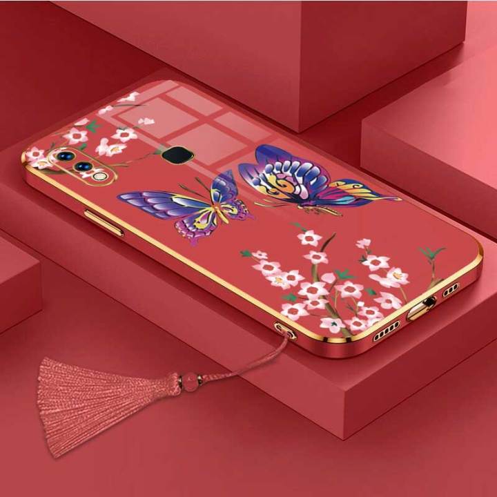 เคสสำหรับ-vivo-v11i-vivo-z3-vivo-z3i-vivo-v11-vivo-x21s-vivo-v11-pro-ผีเสื้อที่สวยงามพร้อมเคสป้องกันกล้องดอกไม้เคสโทรศัพท์กรอบซิลิโคนนิ่มพร้อมฟรีสายคล้อง