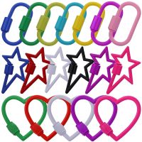 Juya 2Pcs/Lot Wholesale Handmade Resin Enamel Oval Star Love Heart Pendant Carabiner Screw Lock Clasps Accessories Supplies