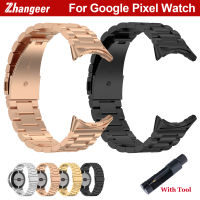 Zhangeer สายนาฬิกาแท่งสแตนเลสสตีลใหม่สำหรับ Google Pixel Watch ทดแทนไม่มีช่องว่างกันน้ำผู้ชายคลาสสิกสายนาฬิกาโลหะอุปกรณ์เสริมสำหรับนาฬิกาสายข้อมือสำหรับเปลี่ยนพร้อมเครื่องมือ