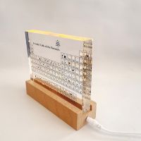 Acrylic Periodic Table with Wooden Light Base Christmas Letters Decoration Teaching Display Chemical Real Elements Home Decor