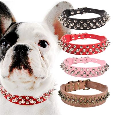 【DY】Pets Supplies Anti-Bite Spiked Studded Pet Dog Collar PU Leather for Dogs Outdoor Sport Puppy Big Dog Collars Pet Accessories